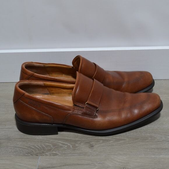 ecco Edinburg Men\'s Honey Brown Leather Slip on Buckle Loafers EU 44 US 10 main image 4